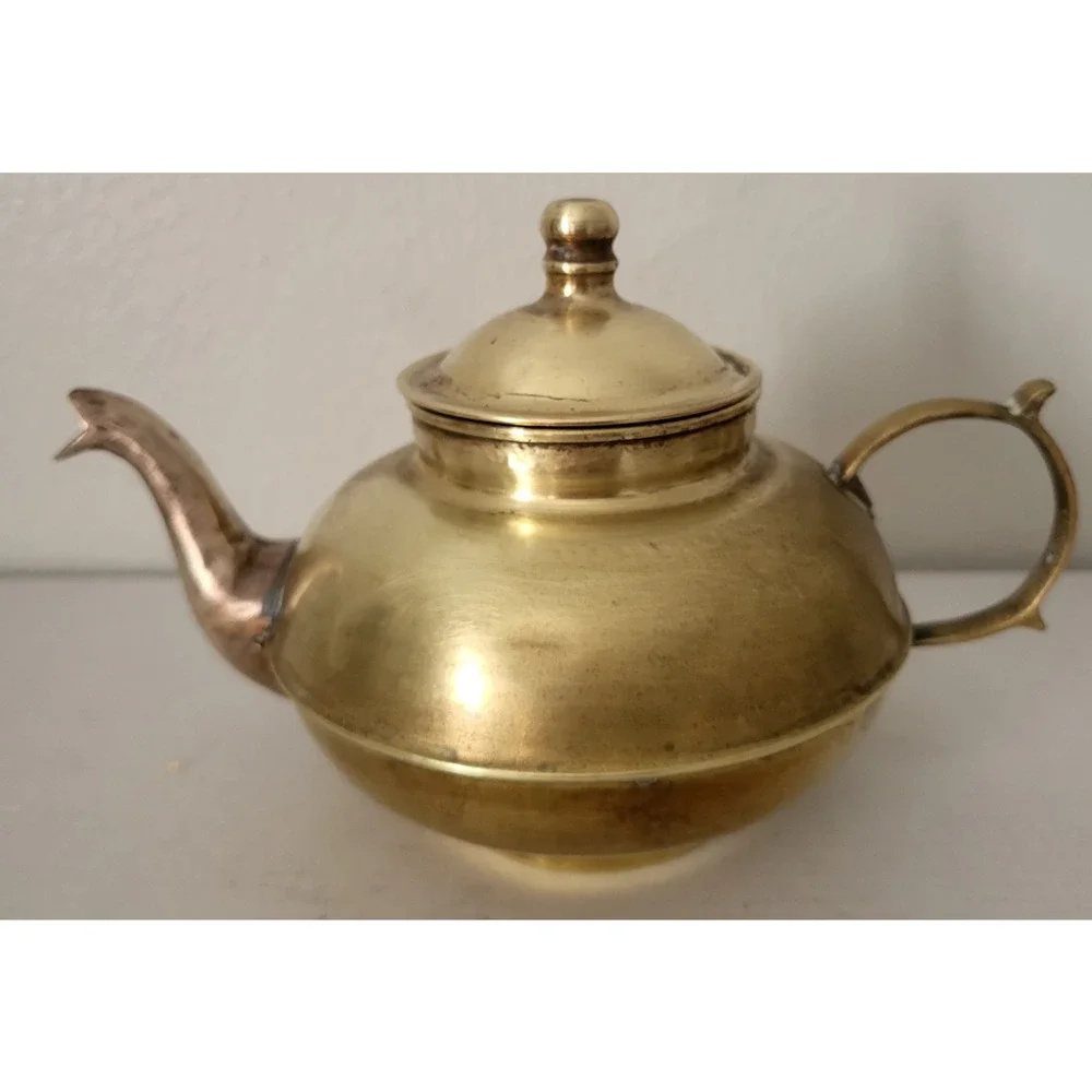 Vintage Copper & Aluminum Teapot 8 inch boho grannycore cottage core Decore